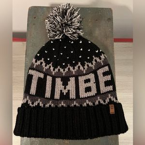 Timberland Winter Pom Pom Cuffed Logo Beanie NWT